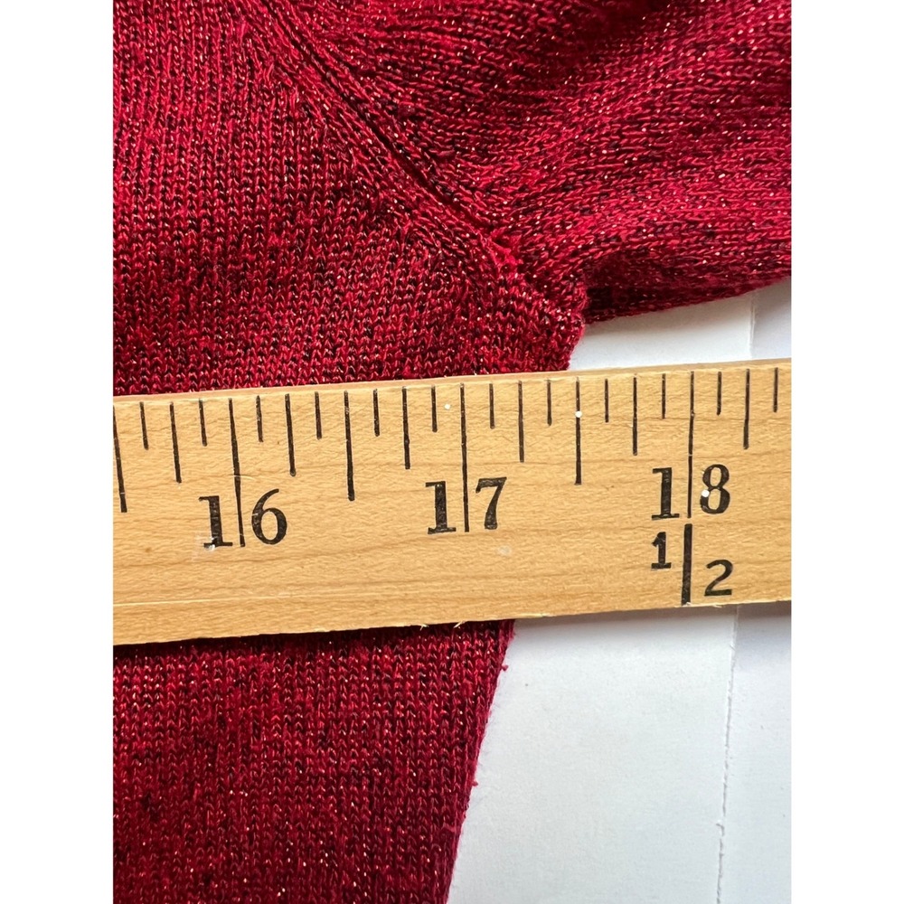 Nanette Lepore Sweater Dress Womens Red Metallic Tiered Ruffle Knit Large Holdy - Picture 10 of 10